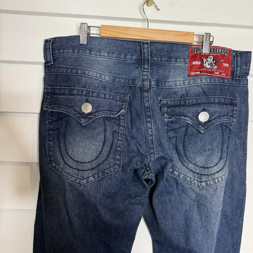 TRUE RELIGION BILLY SUPER T Big Flap Bootcut Relaxed Men's Jeans 42 x 33 NWT